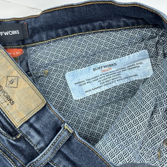 Bluffworks Jeans Men 30x32  (30x30.5) Blue Departure 2.0 Slim Fit Denim Stretch - Picture 11 of 16